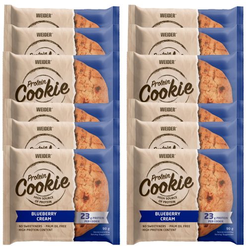 Weider Protein Cookie vegán fehérje süti - 12x90 g - áfonyás krém